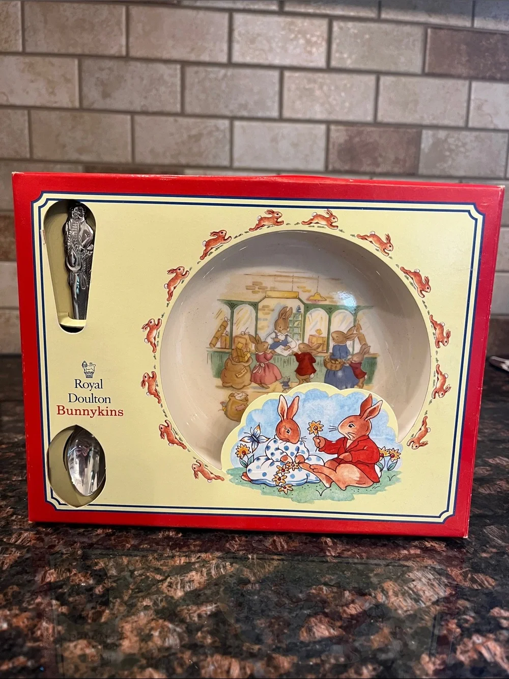 Royal Doulton Bunnykins Red & Cream Child’s Bowl Gift Set- Brand New!